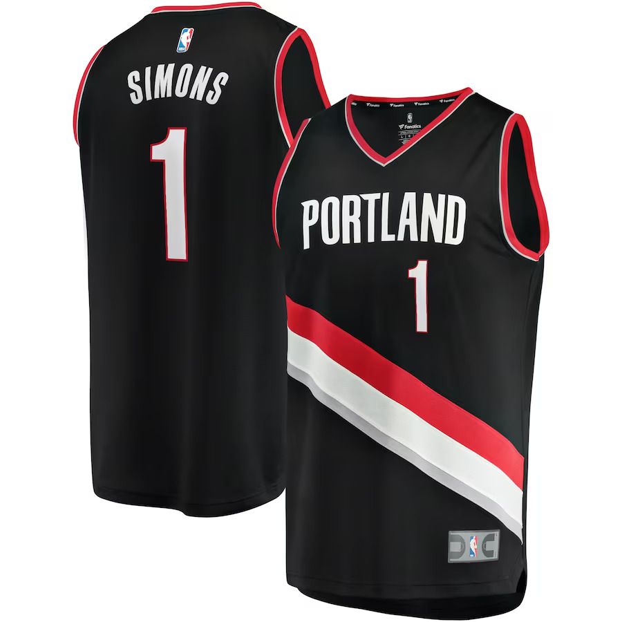 Men Portland Trail Blazers #1 Anfernee Simons Fanatics Branded Black Fast Break Replica Player NBA Jersey->portland trail blazers->NBA Jersey